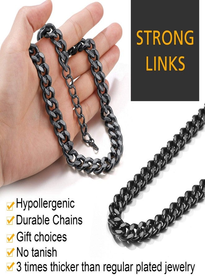 ChainsPro قلادة شوكر بسلسلة سوداء 12 مم و14 بوصة للنساء، قلادة بسلسلة سوداء كبيرة - Image 5